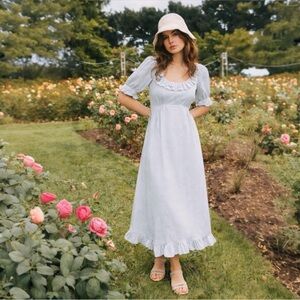 Christy Dawn Pale Blue Ruffle Maxi Dress